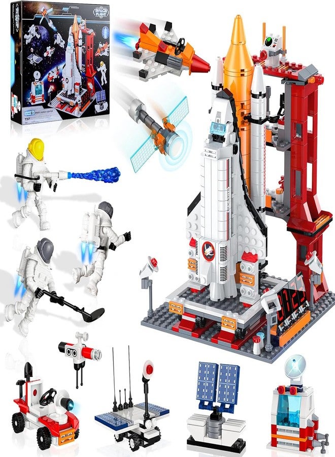 EXCOUP Space Exploration Shuttle Toys, 12-in-1 STEM Aerospace Building Kit Toy, Rocket Building Kit Toy with Launcher, Astronauts, Airplane Rocket, Gift for 6 7 8 9 10 11 12+ Years Old, 855 Pcs - Image 1